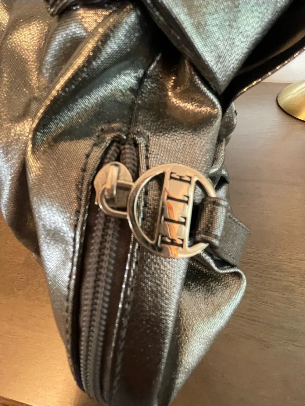 Elle Metallic Black Bow Shoulder Bag